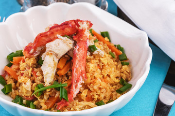  Stewed rice with tomatoes, carrots and crab meat, Japanese cuisine