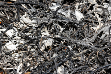 Ashes from hay and leaf in nature tone black for background