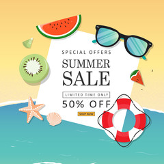 Beach illustrations for summer sale