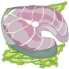 Meat of white fish on white background is insulated