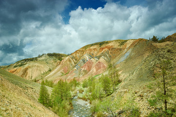 Red mountains in Kyzyl-Chin valley