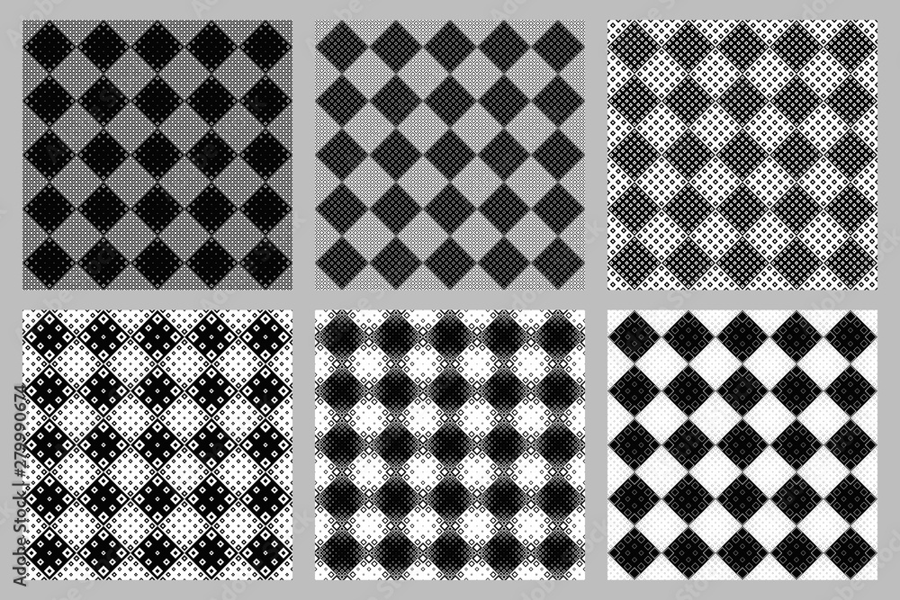 Poster seamless geometrical diagonal square pattern background design set - abstract vector illustration
