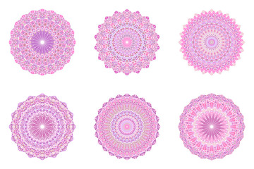 Ornate triangle ornament mandala set - polygonal circular round abstract vector designs from mosaic triangles