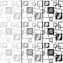 tropical palm leaves and square seamless floral pattern 