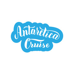 Antarctica cruise travel typography text. Trendy lettering logo. Banner icon for travel agency. Vector eps 10.
