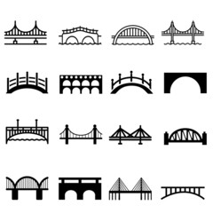 Bridge icons vector set. Bridge icon, Various bridges illustration symbol collection.