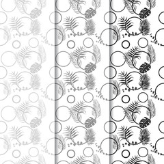 tropical palm leaves and circles seamless floral pattern 