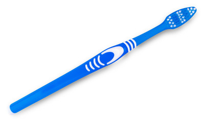 The Blue toothbrush isolated on white top view