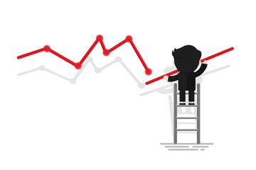 Businessman climbing the staircase make growing graph, Flat design character, illustration element, Financial concept