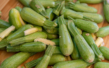 Hollowing young zucchini for stuffing