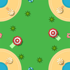 Pattern design for summer season. Vector illustration is in flat style for gift wrapping paper, texture, kid book cover. Top view.