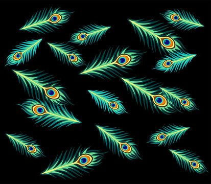 Abstract geometric pattern of peacock feathers