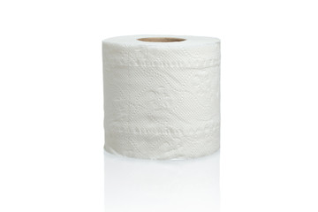 Toilet paper isolated on white background.