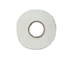 top view roll of toilet paper isolated on white background.