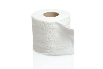 Toilet paper isolated on white background.