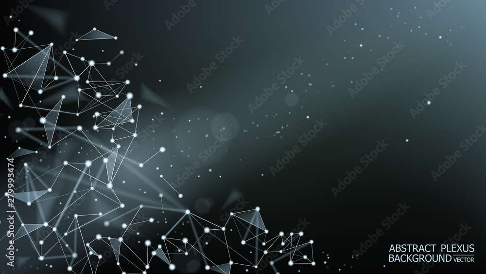 Poster vector. neural network. dark polygonal plexus background. abstract futuristic 3d image. science and 