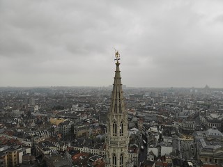 Obraz premium Amazing view from above. The capital of Belgium. Great Brussels. Very historical and touristic place. Must see. View from Drone. Holy place, amazing rooftop
