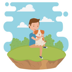 Obraz na płótnie Canvas Boy with dog cartoon design
