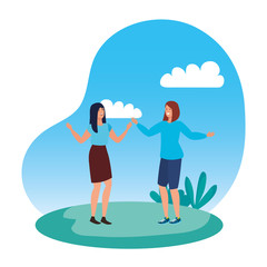 young girls friends in the landscape