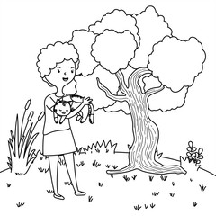 Girl with cat cartoon design