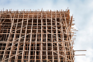 Wooden scaffolding structures