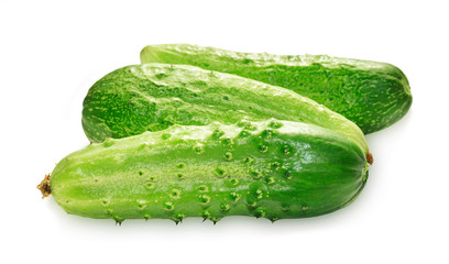 Three green cucumbers