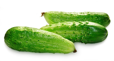 Three green cucumbers