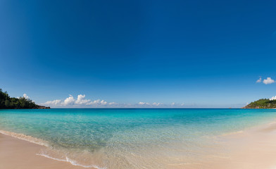 Stunning panorama of Seychelles water and sky