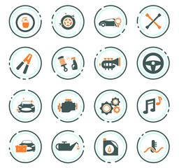 Car shop icons set