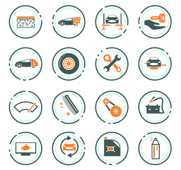 Car shop icons set