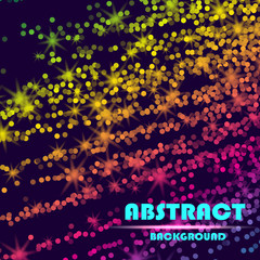 Dynamic abstract scattering particles background made of colored neon specks