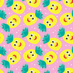 Fototapeta na wymiar Seamless pattern with colorful pineapples.