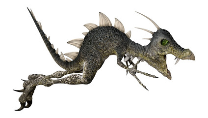 3D Rendering Fantasy Dinosaur on White