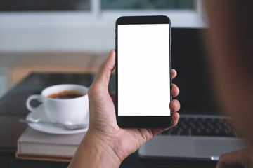 Mock up, man using smartphone