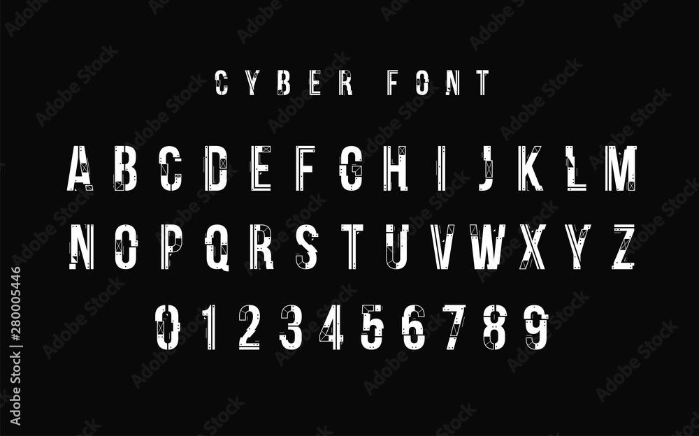 Fototapete futuristic vector font design. letters and numbers for web and app. techno type font alphabet. digit