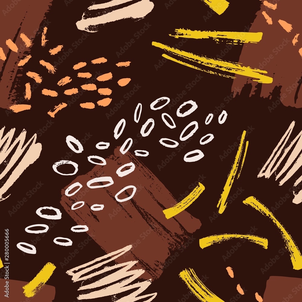 Poster abstract seamless pattern with stains, smudges, paint traces on brown backgrounds. backdrop with rou