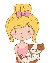 Girl with dog cartoon design