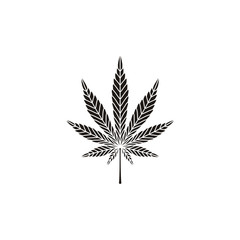 Cannabis Marijuana Hemp Pot Leaf Silhouette Logo Vector