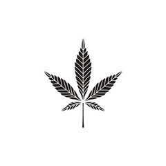 Cannabis Marijuana Hemp Pot Leaf Silhouette Logo Vector