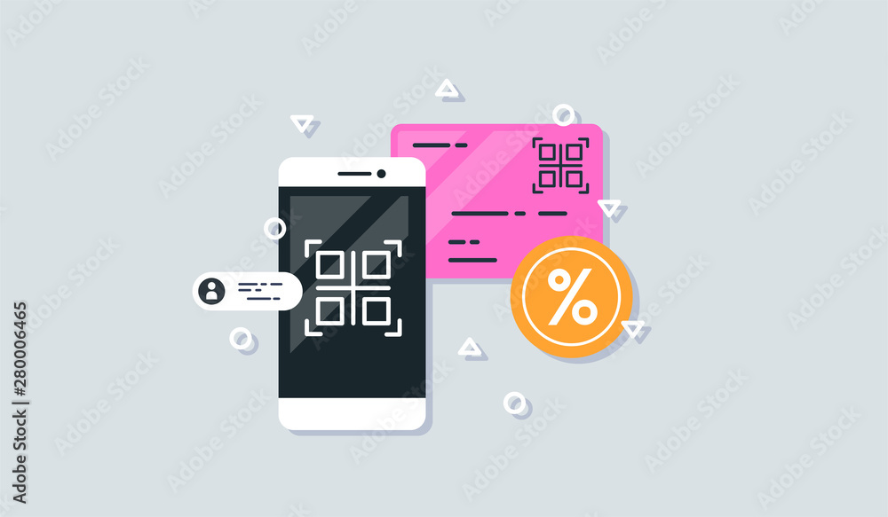 Poster qr code scanning with mobile phone. capture qr code on mobile phone.
