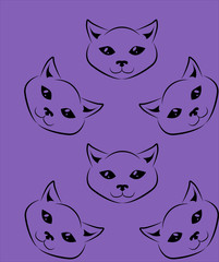 cat face pattern is a seamless infinite vector