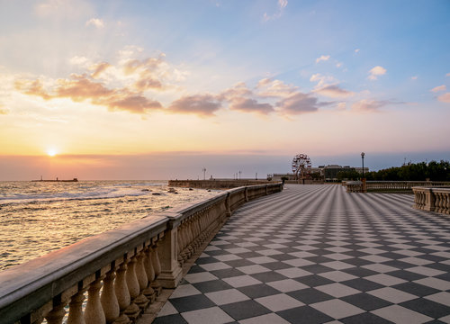 Terrazza Mascagni at sunset, Livorno, Tuscany, Italy