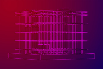 Building under construction. Build house construct in process. Wireframe low poly mesh vector illustration