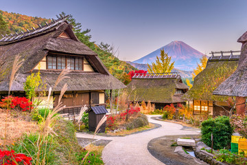 Fototapeta na wymiar Village and Mt. Fuji