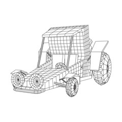 Off road dune buggy car. Terrain vehicle. Outdoor car racing, extreme sport oncept. Wireframe low poly mesh vector illustration © newb1