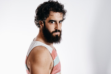 bearded man gesturing