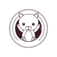 silhouette of cute cat for baby card on white background