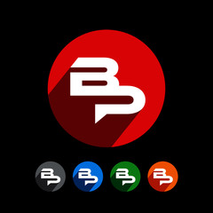 BP Letter Black Background Circle Shape Logo