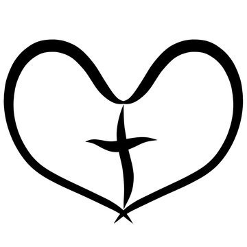 recommend clip art: abstract heart with a cross inside, christian symbolism