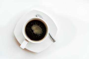 Black coffee in white cup